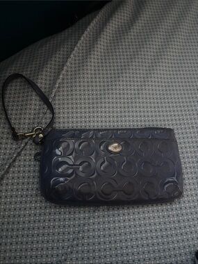 Coach Patent Navy Embossed Purse